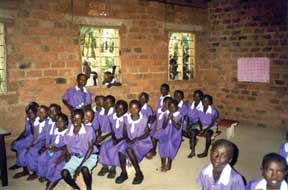 Students in their new school uniforms are ready for the first day of classes at Nyaka AIDS Orphan School.