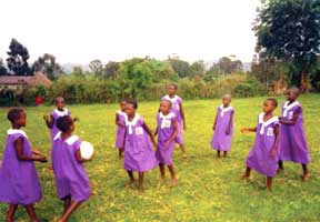Orphan girls enjoy time for recreation during their daily routine.